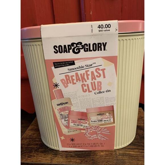 Soap & Glory ~Breakfast Club Collec-Tin w/ Body Butter, Body Scrub & Body Wash - Picture 1 of 2